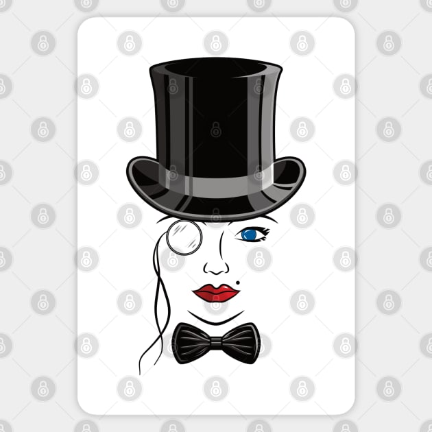 Lady in Top Hat and Bow Sticker by dkdesigns27